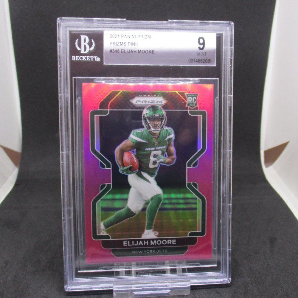 2021 Panini Prizm Elijah Moore Rookie Pink New York Jets #346 RC BGS 9